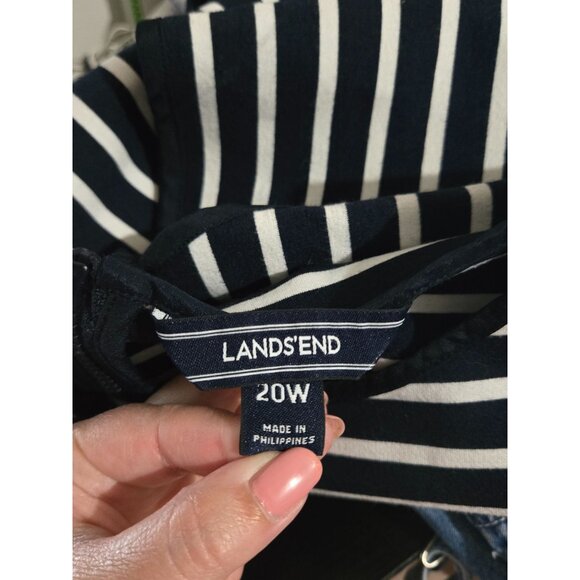 Lands End Womens Navy Striped 3/4 Sleeve Dress Plus Size 20W Nautical Pockets - Picture 6 of 12